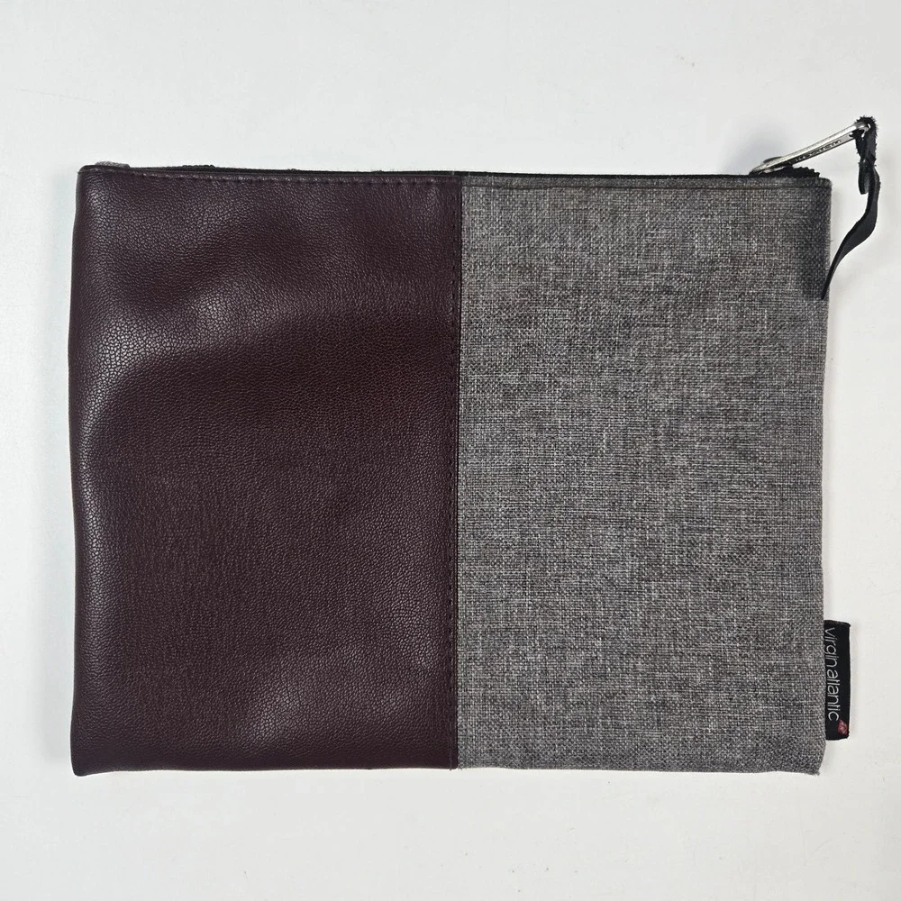 Herschel Virgin Atlantic Pouch Burgundy Grey Travel Amenity Bag Case‎ Toiletry